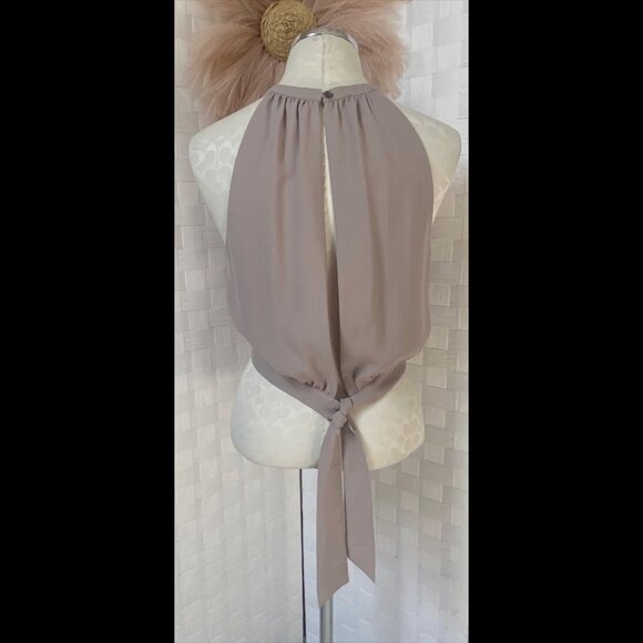 Aritzia Wilfred Cadence Crop Gray Purple Halter Neck Tie Back Top Size M FX9 - Picture 3 of 5
